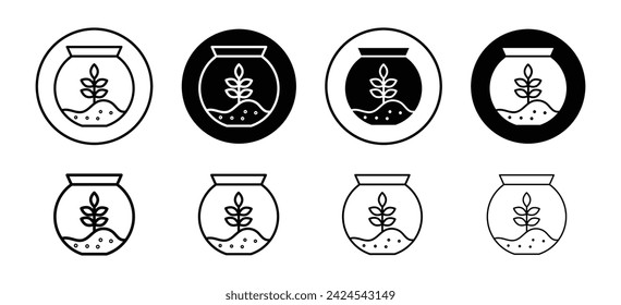 Terrarium vector icon set collection. Terrarium Outline flat Icon.