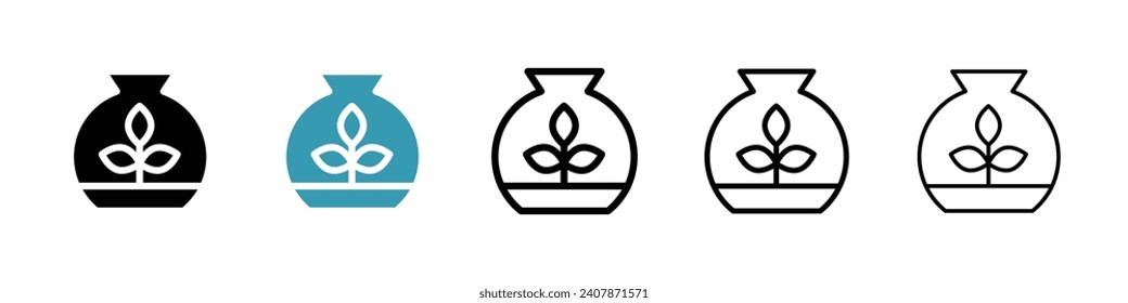 Terrarium vector illustration set. Flower glass plant icon for UI designs.