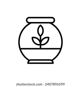 Terrarium vector line icon illustration