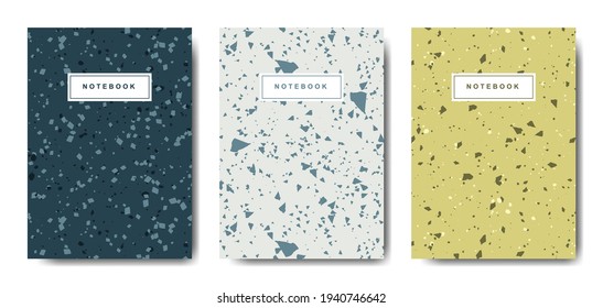Terrazzo abstract cover page templates. Universal abstract layouts. Applicable for notebooks, planners, brochures, books, catalogs