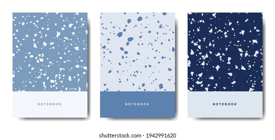 Terrazzo abstract cover page templates. Universal abstract layouts. Applicable for notebooks, planners, brochures, books, catalogs