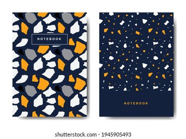 Terrazzo abstract cover page templates. Universal abstract layouts. Applicable for notebooks, planners, brochures, books, catalogs