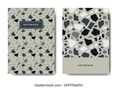 Terrazzo abstract cover page templates. Universal abstract layouts. Applicable for notebooks, planners, brochures, books, catalogs