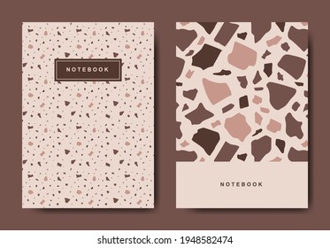 Terrazzo abstract cover page templates. Universal abstract layouts. Applicable for notebooks, planners, brochures, books, catalogs