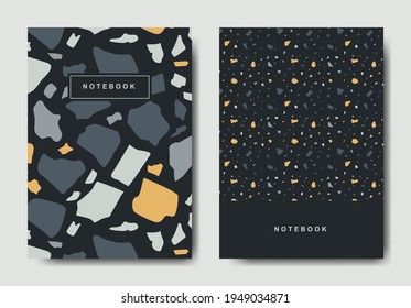 Terrazzo abstract cover page templates. Universal abstract layouts. Applicable for notebooks, planners, brochures, books, catalogs