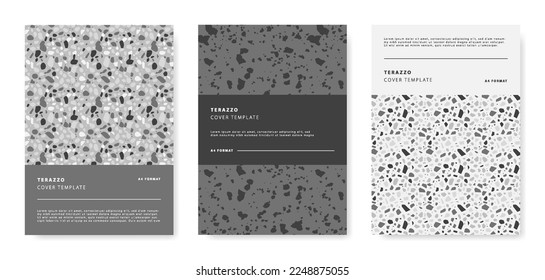 Terrazzo abstract cover page templates. Universal abstract layouts. Applicable for notebooks, planners, brochures, books, catalogs