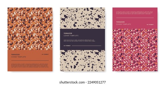 Terrazzo abstract cover page templates. Universal abstract layouts. Applicable for notebooks, planners, brochures, books, catalogs