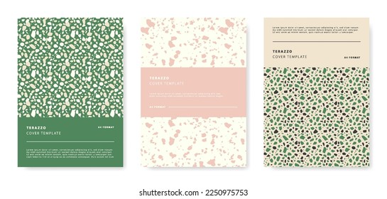 Terrazzo abstract cover page templates. Universal abstract layouts. Applicable for notebooks, planners, brochures, books, catalogs