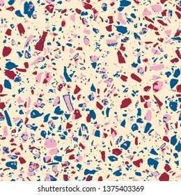 Terrazzo abstract pattern. Flooring bright background. Colorful texture of natural stone, granite, quartz, marble, glass. Vintage tiles illustration. Modern surface - Vector