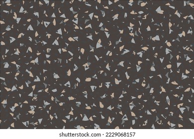 Terrazzo Abstract Pattern. Mosaic Rock Italian Texture. Gray Marble Glass Background. Vector Venetian Italian Design. Stone Seamless Print Brown Pavement Irregular Art. Terrazzo Color Quartz Material.