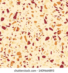 Terrazzo abstract seamless pattern. Flooring bright background. Colorful texture of natural stone, granite, quartz, marble, glass. Vintage tiles illustration. Modern surface - Vector