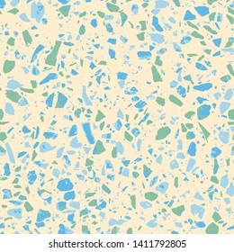 Terrazzo abstract seamless pattern. Flooring pastel background. Vintage texture of colorful natural stone, granite, quartz, marble, glass. Tiles illustration. Modern surface - Vector
