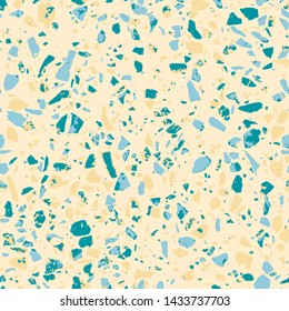 Terrazzo abstract seamless pattern. Flooring pastel background. Vintage texture of colorful natural stone, granite, quartz, marble, glass. Tiles illustration. Modern surface - Vector