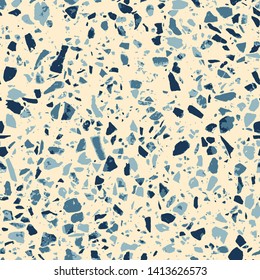 Terrazzo abstract seamless pattern. Pastel texture of colorful natural stone, granite, quartz, marble, glass. Flooring beige background. Colored tiles illustration. Modern surface - Vector