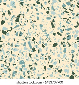 Terrazzo abstract seamless pattern. Pastel texture of colorful natural stone, granite, quartz, marble, glass. Flooring beige background. Colored tiles illustration. Modern surface - Vector