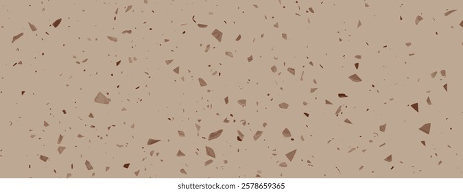 Terrazzo background with beige background and brown speckles. The background has a smooth texture. Beige background with a modern style. Minimal terrazzo pattern.