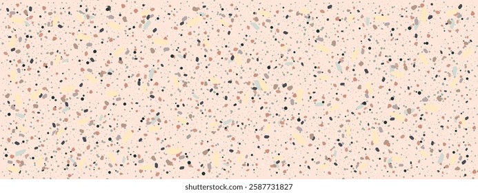 Terrazzo background, beige ceramic background texture with different speckles