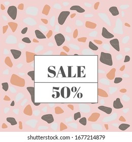 Terrazzo background pattern design. Pink color.