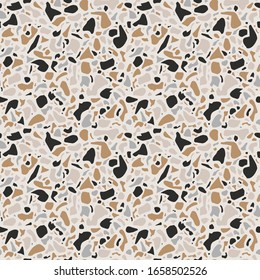 Terrazzo background texture. Vector seamless pattern. Natural stone, glass, quartz, concrete, marble. Classic italian type of floor. Terrazzo design.