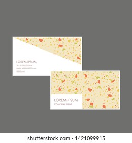 Terrazzo beige vizit card pattern design. Abstract background pastel color wallpaper vector.
