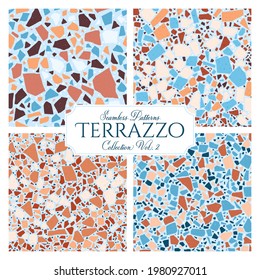 Terrazzo broken tile floor texture seamless pattern collection