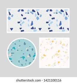 Terrazzo color set pattern design. Abstract background pastel color wallpaper vector.