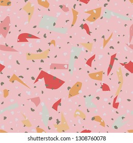Terrazzo colorful seamless pattern Abstract repeat background Art design for textile print, tile, wallpaper, ceramic, branding conept, home decor Grey, black marble texture Vector vintage illustration