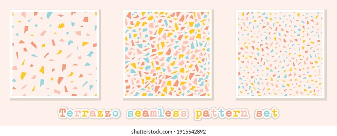 Terrazzo colorful seamless pattern set of 3 designs