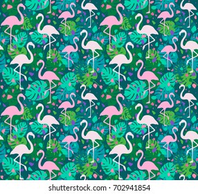 Terrazzo Flamingo Pattern. Endless Tropical Background.