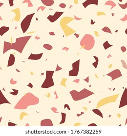 Terrazzo floor. Abstract italian flooring pattern. Texture for ceramic tiles or fabrics, granite stone print vector seamless background