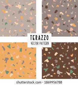 Terrazzo floor cover in a trendy style seamless pattern. Vector background Granite texture of the Italian floor.   