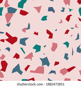 Terrazzo floor cover in a trendy style seamless pattern. Vector background Granite texture of the Italian floor.   