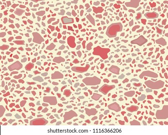 Terrazzo floor marble seamless hand crafted pattern. Traditional venetian material.Granite and quartz rocks and sprinkles mixed on polished surface.Abstract vector background for architecture designs