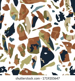 Terrazzo floor marble seamless hand crafted pattern. Traditional venetian material.Granite and quartz rocks and sprinkles mixed on polished surface.Abstract vector background for architecture designs
