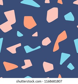 Terrazzo floor marble seamless pattern Mixed granite and quartz rocks and sprinkles Abstract vector background for print home decor, interior, architecture designs, fabric, textile, paper, wrapping