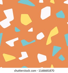 Terrazzo floor marble seamless pattern Mixed granite and quartz rocks and sprinkles Abstract vector background for print home decor, interior, architecture designs, fabric, textile, paper, wrapping