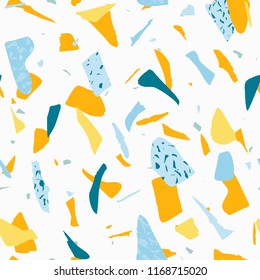Terrazzo floor marble seamless pattern Mixed granite and quartz rocks and sprinkles Abstract vector background for print home decor, interior, architecture designs, fabric, textile, paper, wrapping