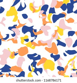 Terrazzo floor marble seamless pattern Mixed granite and quartz rocks and sprinkles Abstract vector background for print home decor, interior, architecture designs, fabric, textile, paper, wrapping