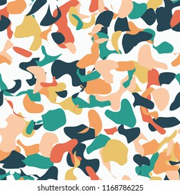 Terrazzo floor marble seamless pattern Mixed granite and quartz rocks and sprinkles Abstract vector background for print home decor, interior, architecture designs, fabric, textile, paper, wrapping