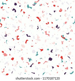 Terrazzo floor marble seamless pattern Mixed granite and quartz rocks and sprinkles Abstract vector background for print home decor, interior, architecture designs, fabric, textile, paper, wrapping