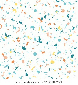 Terrazzo floor marble seamless pattern Mixed granite and quartz rocks and sprinkles Abstract vector background for print home decor, interior, architecture designs, fabric, textile, paper, wrapping
