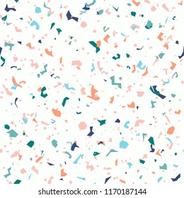 Terrazzo floor marble seamless pattern Mixed granite and quartz rocks and sprinkles Abstract vector background for print home decor, interior, architecture designs, fabric, textile, paper, wrapping