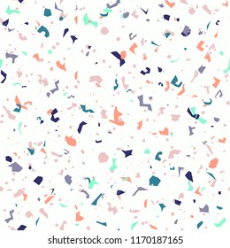 Terrazzo floor marble seamless pattern Mixed granite and quartz rocks and sprinkles Abstract vector background for print home decor, interior, architecture designs, fabric, textile, paper, wrapping