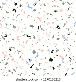 Terrazzo floor marble seamless pattern Mixed granite and quartz rocks and sprinkles Abstract vector background for print home decor, interior, architecture designs, fabric, textile, paper, wrapping