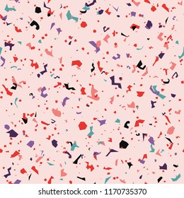 Terrazzo floor marble seamless pattern Mixed granite and quartz rocks and sprinkles Abstract vector background for print home decor, interior, architecture designs, fabric, textile, paper, wrapping