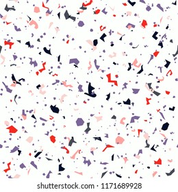 Terrazzo floor marble seamless pattern Mixed granite and quartz rocks and sprinkles Abstract vector background for print home decor, interior, architecture designs, fabric, textile, paper, wrapping