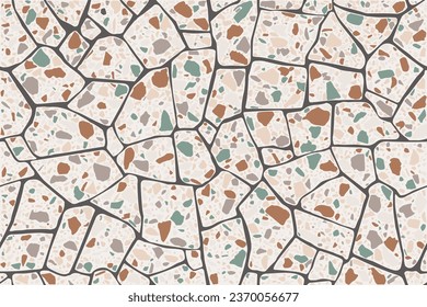 Terrazzo floor seamless pattern. Consist of marble, stone, concrete and polished smooth to produce textured surface. For decoration interior exterior, textured print on tile and abstract background.
