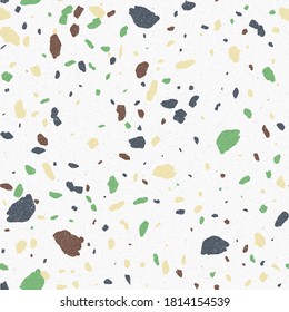 terrazzo floor texture seamless pattern. Abstract design texture for print. Geometric vector illustration. Retro art. stone repeat wallpaper. White marble rock tile.
