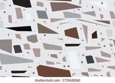Terrazzo floor tile abstract handcrafted seamless pattern. Craquelure mosaic geometric texture to simulate granite. Stone pavement tiles endless background Vector illustration