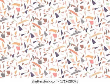 Tapa abstracta de suelo de terrazo artesanado sin fisuras. Arrojar textura geométrica de mosaico para simular granito. Baldosas de pavimento de piedra fondo interminable Ilustración vectorial